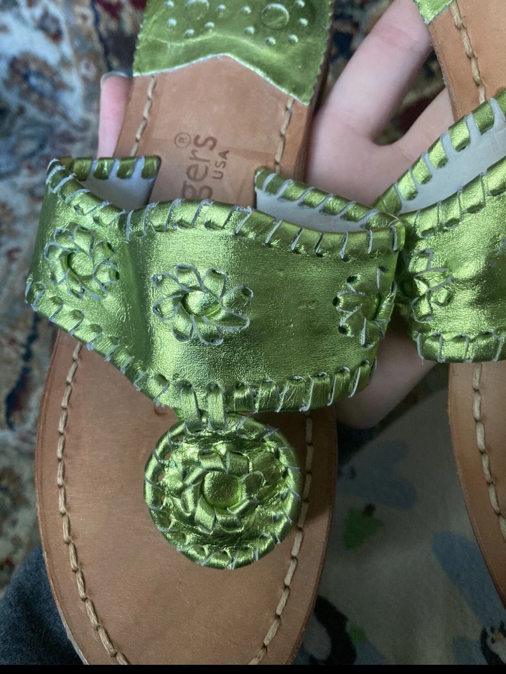 Jack Rogers Metallic Green size 5 - Picture 2 of 4